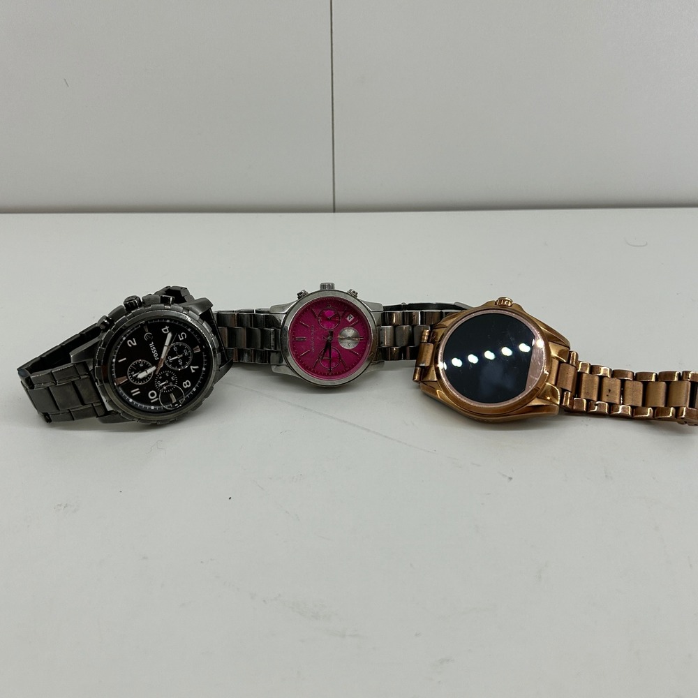 Michael Kors Fossil Watch Lot 3pc Wristwatches Mixed Metal Dead Battery As Is - Picture 3 of 6